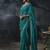 Teal blue tissue silk blend embroidered saree with blouse