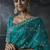 Teal blue tissue silk blend embroidered saree with blouse