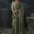 Olive green tissue silk blend embroidered saree with light olive green blouse