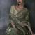 Olive green tissue silk blend embroidered saree with light olive green blouse