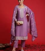 Women Ethnic Motifs Embroidered Regular Thread Work Kurta with Trousers & With Dupatta
