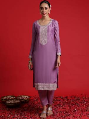 Women Ethnic Motifs Embroidered Regular Thread Work Kurta with Trousers & With Dupatta 6