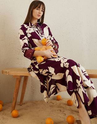 Women Floral Printed Regular Sequinned Kurta with Trousers 4
