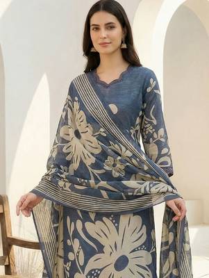 Women Floral Printed Regular Beads and Stones Kurta with Trousers & With Dupatta 2