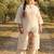 Plus Size Off White Embroidered A-Line Kurta Trousers Set
