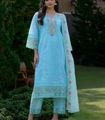 Women Ethnic Motifs Embroidered Regular Thread Work Pure Cotton Kurta with Trousers & With Dupatta