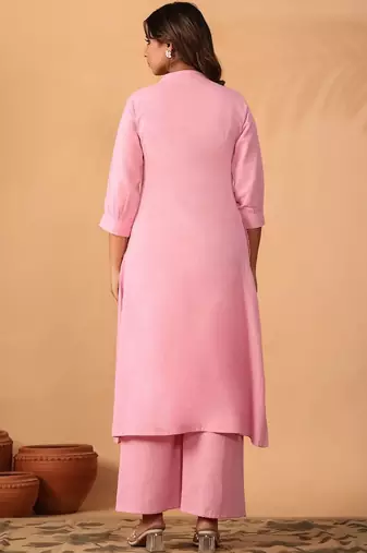 Women Floral Embroidered Regular Thread Work Kurta with Palazzos