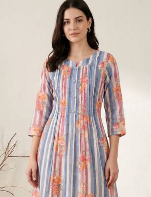 Women Printed Regular Beads and Stones Pure Cotton Kurta with Trousers 2