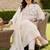 Plus Size Off White Embroidered Anarkali Kurta Trousers With Dupatta Set