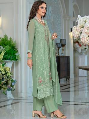 Women Floral Embroidered Kurta with Trousers & Dupatta 3