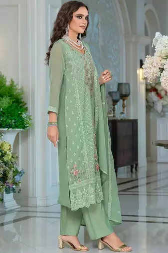 Women Floral Embroidered Kurta with Trousers & Dupatta