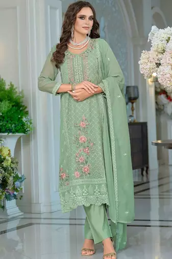Women Floral Embroidered Kurta with Trousers & Dupatta