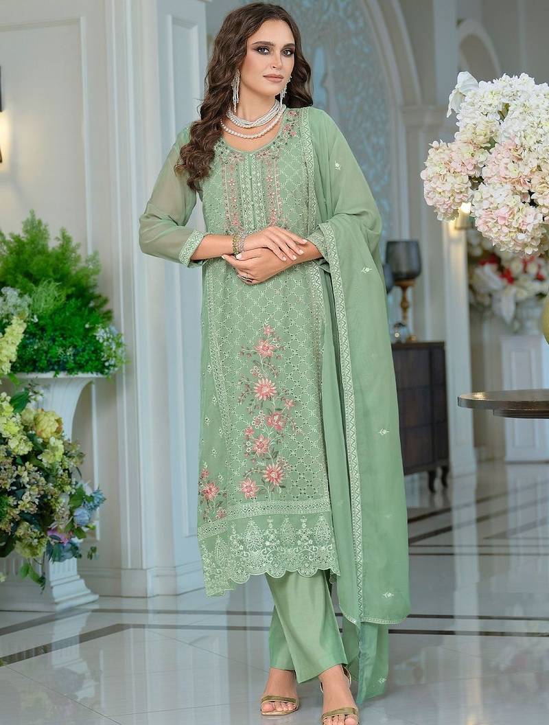 Women Floral Embroidered Kurta with Trousers & Dupatta