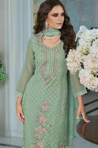 Women Floral Embroidered Kurta with Trousers & Dupatta