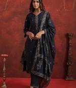 Women Ethnic Motifs Printed Cotton Kurta with Trousers & Dupatta