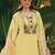 Yellow Floral Embroidered Thread Work Pure Cotton Kurta with Trouser & Dupatta