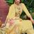 Yellow Floral Embroidered Thread Work Pure Cotton Kurta with Trouser & Dupatta