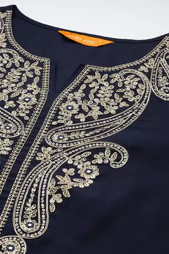 Ethnic Motifs Regular Sequinned Kurta with Trousers & With Dupatta