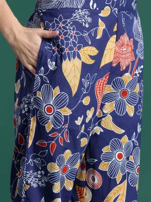Floral Printed Pure Cotton Kurta with Trousers 3
