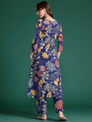 Floral Printed Pure Cotton Kurta with Trousers 5