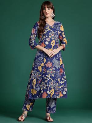 Floral Printed Pure Cotton Kurta with Trousers 6