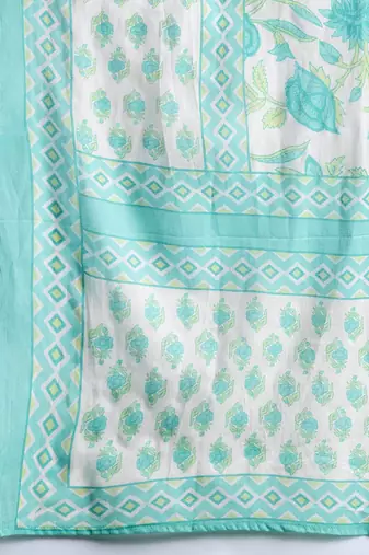 Women Floral Printed Mirror Work Pure Cotton Kurta with Trousers & Dupatta