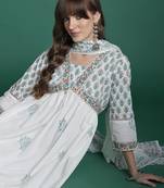 Floral Printed Empire Pure Cotton Kurta with Trousers & Dupatta
