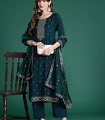 Ethnic Motifs Embroidered Kurta with Trousers & Dupatta