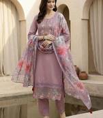 Women Floral Embroidered Regular Thread Work Linen Kurta with Trousers & With Dupatta