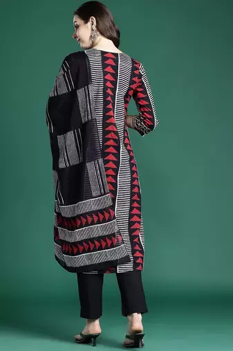 Printed Regular Thread Work Pure Cotton Kurta with Trousers & With Dupatta