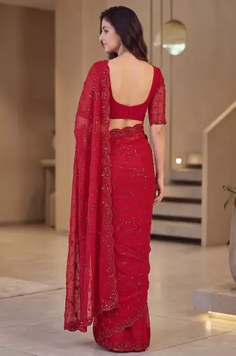 Red designer bidds handwork saree