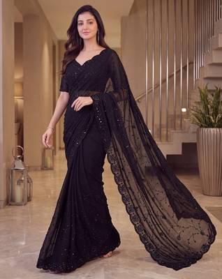 Black designer bidds handwork saree 1
