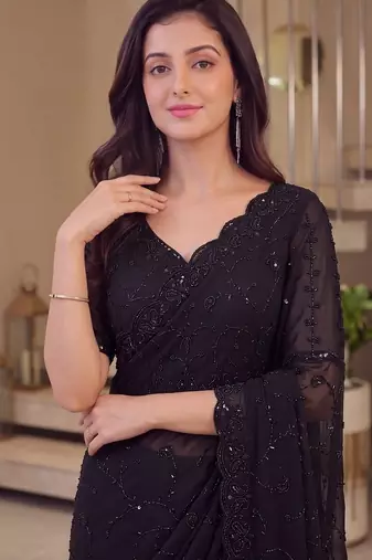 Black designer bidds handwork saree