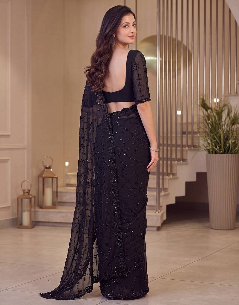 Black designer bidds handwork saree