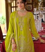 Women Ethnic Motifs Embroidered Regular Mirror Work Kurta with Palazzos & Dupatta