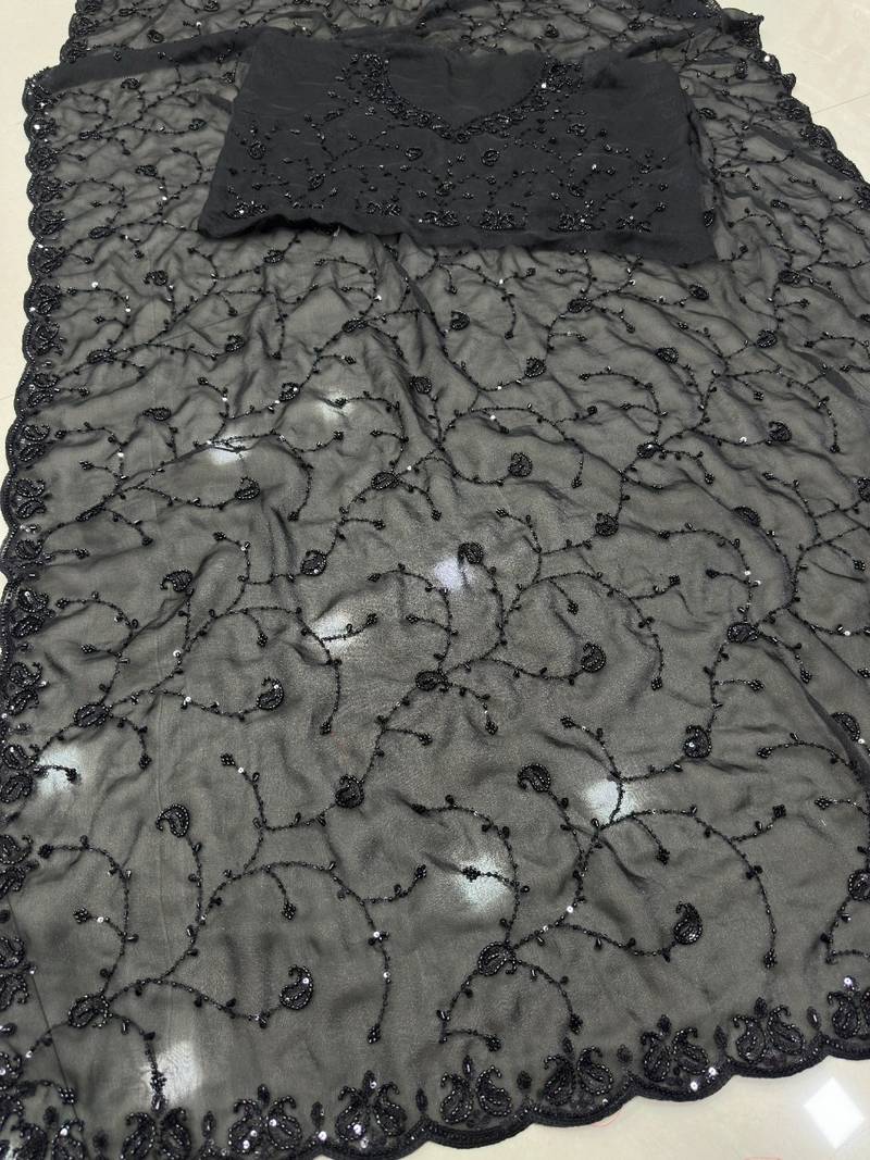 Black designer bidds handwork saree