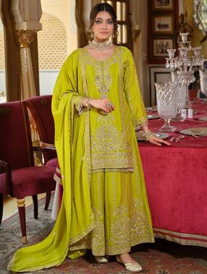 Women Ethnic Motifs Embroidered Regular Mirror Work Kurta with Palazzos & Dupatta 2