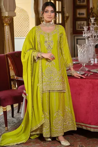Women Ethnic Motifs Embroidered Regular Mirror Work Kurta with Palazzos & Dupatta