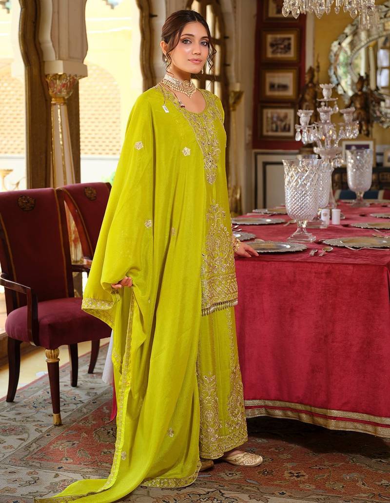 Women Ethnic Motifs Embroidered Regular Mirror Work Kurta with Palazzos & Dupatta