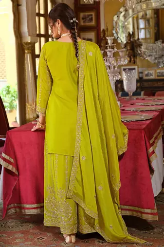 Women Ethnic Motifs Embroidered Regular Mirror Work Kurta with Palazzos & Dupatta
