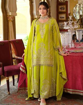 Women Ethnic Motifs Embroidered Regular Mirror Work Kurta with Palazzos & Dupatta 7