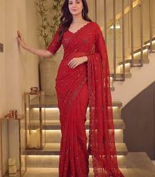 Red designer bidds handwork saree