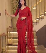 Red designer bidds handwork saree
