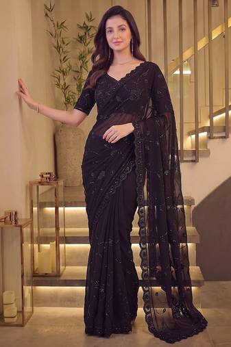 Black designer bidds handwork saree
