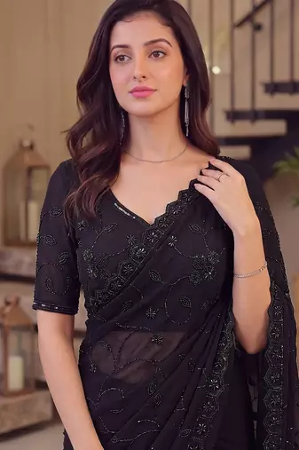 Black designer bidds handwork saree