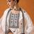 White Floral Embroidered Straight Kurta with Trousers & Dupatta