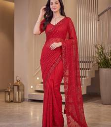 Red designer bidds handwork saree