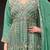 Floral Embroidered Sequinned V-Neck A-Line Kurta With Palazzos & Dupatta
