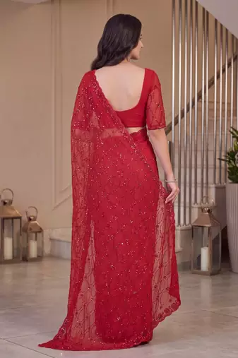 Red designer bidds handwork saree