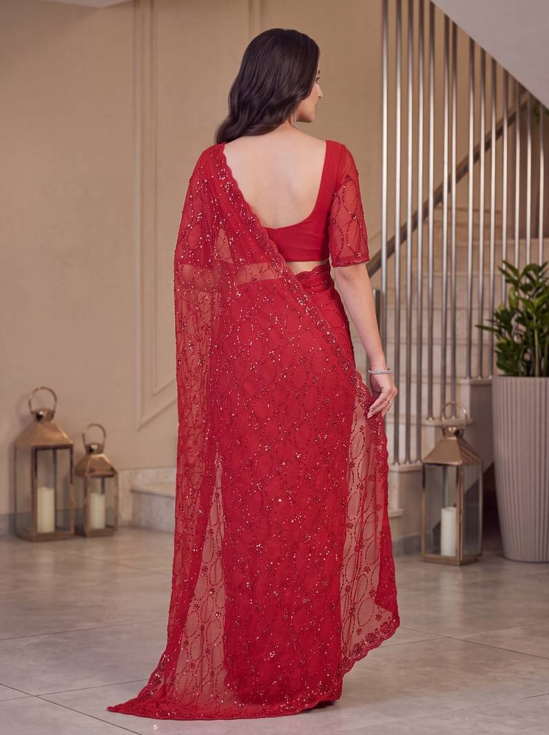 Red designer bidds handwork saree